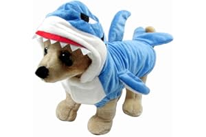 Mogokoyo Funny Dog Cat Shark Costumes, Pet Halloween Christmas Cosplay Dress, Cute Blue Shark Pet Costume, Animal Fleece Hoodie Warm Outfits Clothes ("M" Size)