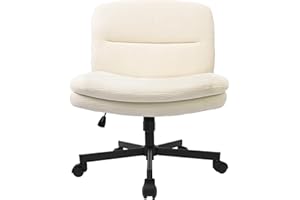 Durrafy Bürostuhl, 360° Drehstuhl mit Schwerkraftbremse Rollen, Stuhl Ohne Armlehnen, Schreibtischstuhl Höhenverstellbar, Bis 136KG Belastbar, für Schlafzimmer Büro Wohnzimmer, Beige