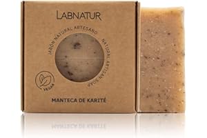 SYS Labnatur Jabón Natural Manteca de Karité Artesanal - Hidratante y Nutritivo - Con Aceites de Oliva y Coco - Para Piel Seca y Deshidratada - Vegano y Sin Aceite de Palma - Fabricado en España - 100 g