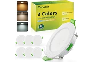 Fondiiz Spot LED Encastrable Extra Plat, 3.5W 340LM Spots de Plafond 55-68mm Découpe, Blanc Chaud 3000K Blanc Neutre 4500K Blanc Froid 6000K Reglable, Spot Salle de Bain IP44 pour Cuisine, Lot de 6