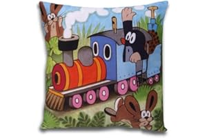 Trullala Kissen der kleine Maulwurf, Motiv Lokführer, 30 x 30 cm - Kinderkissen