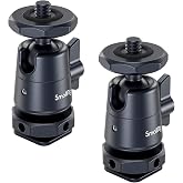 SMALLRIG Mini Ball Head (2 Pack) with 1/4" Screw and Removable Shoe Mount, 360 Degree Rotatable Aluminum Tripod Head for Came