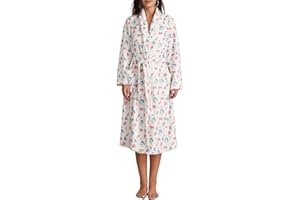 HZPHQY Women Soft Fleece Dressing Gown Floral Fruit Print Warm Bathrobe Long Towel Kimono Robe with Pocket
