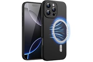 ‎JETECH JETech Magnetyczne Silikonowe Etui dla iPhone 16 Pro 6,3 Cala, Kompatybilne z MagSafe, Jedwabisty Miękki Dotyk, Amortyzujące Osłona z Obiektywem Aparatu Pełna Ochrona (Czarny)