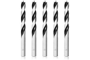 Meccion Wood Drill Bits 10mm 5Pcs Brad Point Auger Drill Bit Professional Woodworking Lip and Spur Drill Bit for Wood