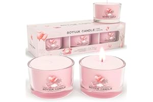 BOYUJK Scented Candles Gift Set for Anxiety | 3 Scented Filled Votive Candles | Relaxation Gifts for Women (Pink Season Collection)