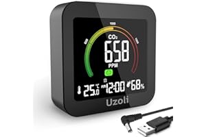 Uzoli Détecteur de CO2 Portable capteur Maison avec Principe de Mesure Photo-Acoustique CO2 feu de Circulation Moniteur qualité air intérieur dioxyde de Carbone température humidité Alarme de Danger