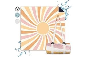 ‎NAYA STUDIOS NAYA Studios® Picknickdecken (Sonne) - extra große Picknickdecke 200x200 cm - waschbare Campingdecke - Stranddecke XXL - Picknickdecke wasserabweisend - Decke Outdoor - Strandmatte gepolstert