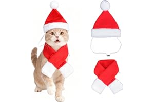 ONGNIUU Costume Natale per Animali Domestici, Vestito Natale Cane, Gatto Natale Sciarpa Regolabili, Morbidi e Confortevoli, Appositamente Progettati per Cani e Gatti di Piccola Taglia (Rosso)