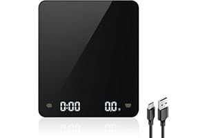 PRESTIGE PRODUCTS GLOBAL Prestige Rechargeable Mini Coffee Scale with Timer, 3kg/0.1g Highly Accurate Scale for Espresso and Pour-Over Coffee, Portable Transportable Digital Kitchen Scale with Built In Timing（Black&Silver）