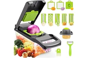 Blissify Vegetable Choppers - 14 in 1 Kitchen Mandolines Slicer with Food Container, Peeler and Multi-Function Vegetable, Onion, Garlic, Potato, Salad, Mini Dicer Chopper Cutter