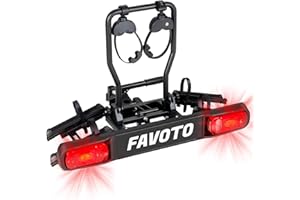 Favoto Porte‑Vélo Attelage pour 2 Vélos - Support Vélo Pliable Rabattable Charge 50 kg Compatible Roues 20–29" Montage Rapide Structure Alliage d'aluminium pour Voiture