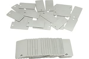 STAYMAX 50 Stück rechteckige Gravurrohlinge aus Edelstahl, blanko Etiketten mit einem Loch, 4 cm x 2 cm