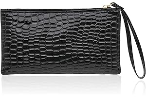 AfitLulu Women's Wallets Wristlet Clutch Purse with Wrist Strap, Ladies Crocodile Texture Womens Purse Phone Bag with Zipper for Cards Cash Cell Phone