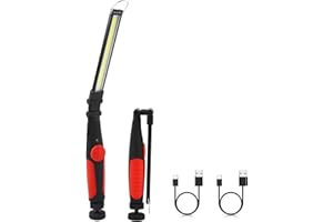 Vagocom 2Pack Rechargeable Work Light,LED COB Foldable Adjustable Brightness Inspection Lamp,Portable Magnetic Work Torch for Mechanic, Car Gadgets,Garage Tools,Emergency,Home,Gift for Men Dad(Red)