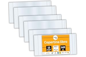 perfect line • 12 x copertina libro altezza 26,5 cm x larghezza fino a 54 cm, fodere per quaderni extra-stabile, copertine quaderni totalmente trasparente, confezione economica