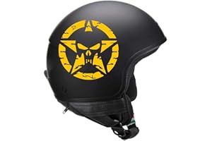 Pimastickerslab Kit 2 Adesivi Stella Militare Teschio Punisher Casco Moto Auto Serbatoio Valigia Chopper Harley cod. 1709 (021 Giallo)