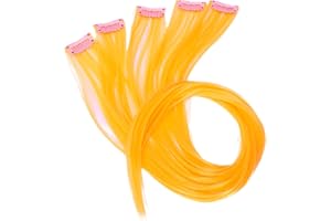 CAISHA by PRETTYSHOP 50cm 5 Parti Colorato Ciocca Meches Clip In Extension Extension Per Capelli Lisci Capelli Lunghi Parrucchinoarancione BST134