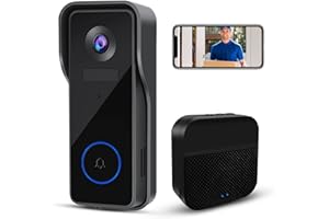 KAMEP Video Doorbell Camera with Chime 1080P WFi Smart Wireless Doorbell with Camera Battery Operated, Advanced PIR Motion Detection, 2-Way Audio, Night Vision, IP65, Support Cloud Storage