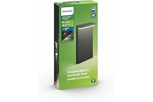 PHILIPS LIGHTING Lampa cokołowa zewnętrzna Philips LED Bustan ultra wydajna 3.8W, ciepłe białe światło 2700K, antracytowa, odporna na warunki atmosferyczne IP44, 1 sztuka