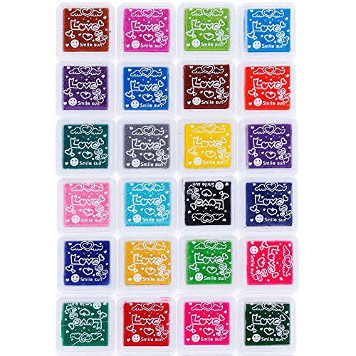 Yoofit Stempelkissen Set [24 Farben] Stempelkissen fuer Papier Handwerk Stoff, Fingerabdruck ,Scrapbook, Malerei Hochzeit Kinder Geburtstags-Gastgeschenke