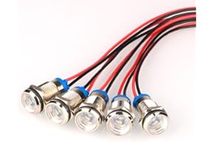 Gebildet 5pcs Blanco AC/DC 12-24V El Ahorro de Energía LED Luz Indicadora de Metal Lámpara de Señal Impermeable con Cable(10mm)