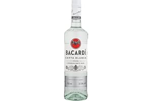 ‎BACARDI BACARDÍ Carta Blanca White Rum, 37,5% Vol., 70 cl/700 ml, der legendäre weiße Karibik-Rum aus dem Hause BACARDÍ, perfekt für Cocktails