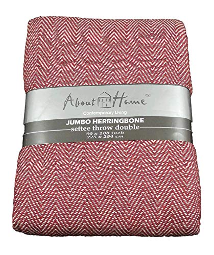 About the Home (IM) 100% Cotton Herringbone Design Red 3 Seater Sofa Bed Settee Throw, 225cm x 250cm About the Home (IM) 100% Cotton Herringbone Design Red 3 Seater Sofa Bed Settee Throw, 225cm x 250cm