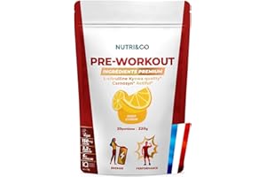 NUTRI & CO Pre-Workout en Poudre Qualité Prémium - Boisson Énergisante avec L-Citrulline KyowaQuality®, Bêta-Alanine Carnosyn® et Caféine - 220g goût Citron - Vegan - Fabriqué en France