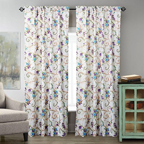 IYUEGO Graceful Scroll Grass Pattern Rod Pocket Top Lined Blackout Curtains Draperies With Multi Size Custom 100" W x 63" L (One Panel)