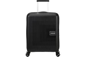 American Tourister Aerostep - Spinner S, Bagaglio a Mano Espandibile, 55 cm, 36/40 L, Nero (Black)