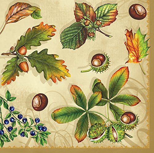 Preisvergleich Produktbild Servietten / Napkins / 33x33cm / Serviettentechnik / Herbstblätter / Kastanie / Eiche