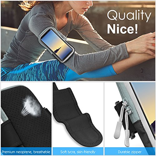 MoKo Sports Armband Bag per iPhone & Galaxy, Bracciale Borsa da Corsa con Finestra Touch Chiara, per Samsung Galaxy Note 8 / S8+, Apple iPhone X / 8 Plus/ 8 / 7 Plus / 6s â€“ Nero