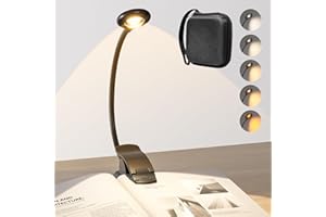 Hensam LED Reading Lights for Books in Bed, Rechargeable Book Lamp with Wider and Even Glow, Eye Caring & Memory Function, 5 Color Modes&Stepless Dimming,80 Hrs Runtime Clip on Light for Book Lovers