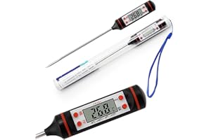 GuDoQi Dijital Gıda Termometresi - Hızlı ve Hassas Sıcaklık Ölçer | Et, Süt, Yağ, Su, Şeker, Çikolata, Fırın ve Barbekü Kullanımı için Mutfak Termometresi | LCD Ekranlı, Paslanmaz Çelik Prob