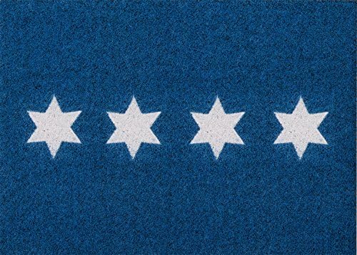 F&amp;S SHOE-CLEANER robust quality door mat 65 x 110 cm. Easy to clean. Washable at 30 degrees in the wash machine. Design stars. Colour blue. Manufactured in WESTERN EUROPE.