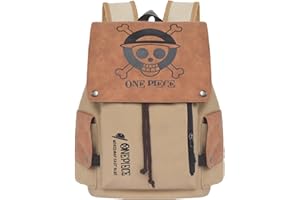 PQKL-party Mochila One Piece, One Piece Anime, Lona, Para Portátil, Solapa Estampada, 32x16x45Cm, Straw Hat Pirates