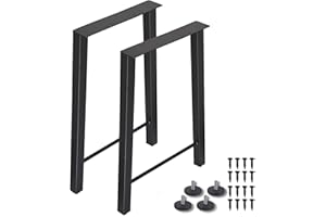 H JINHUI Lot de 2 Pieds de Table en Forme de H, Pieds de Meuble en métal, 72 x 50 cm, Acier thermolaqué, Design Industriel, Pieds de Table avec vis et Protections de Sol, pour Table Basse, Banc