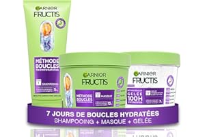 Garnier Fructis Méthode Boucles - Routine 3 Produits pour Cheveux Bouclés : Shampooing, Masque & Gelée Capillaire Hydratante - Acide Hyaluronique - Hydratation & Définition - Tous Types de Boucles