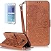 Produktbild Samsung Galaxy J5(2016)/J510F/J5(2016) Duos New Design Hülle mit Panzerglas,ISENPENK Original Flip Bookstyle Cover Wasserdicht Shockproof Anti Slip Protection Stoßfest Leather Case mit Standfunktion,3D Rose Muster Pattern Wallet Case mit Intern Karte Schlitz,Anti-Sturz Stoßdämpfend Magnetic Closure Handygürtel Wallet Tasche Schutzhülle Leathertasche für Samsung Galaxy J5(2016)/J510F/J5(2016) Duos 5.2Zoll-[Rose pattern,braun]+Panzerglas/Schutzfoile/Displayschutzfolie