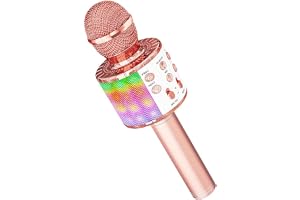 GC GLOBALCOMMERCE Bluetooth färgglad bärbar mikrofon trådlös multifunktion trådlös karaoke med högtalare inbyggt fodral och LED-lampor