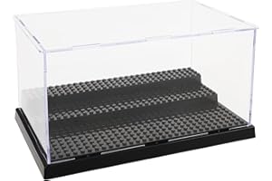 BUFUNTO Acrylic Display Case, 3-Level Perspex Dustproof Minifigure Display Case, Removable Display Shelves for Building Blocks, Suitable for Building Blocks Minifigures, Present for Building Blocks Lovers