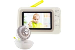 moonybaby Babyphone Vidéo, PT 60 Babyphone Longue Portée, Caméra Surveillance Numérique sans Fil, PTZ, Vision Nocturne, écran divisé, 2,4 GHz, Audio bidirectionnel, capteur de Temperature