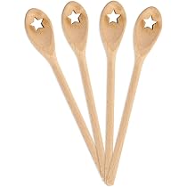 Spruchreif Lot De 4 Mini Cuillères En Bois - Motif étoile - Mini