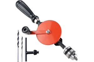 WiMas Handbohrmaschine Manueller Kurbelbohrer 1/4 Zoll (0.6mm-6mm) Doppelritzeln Handbohrer Spannfutter mit 2PCS Bohrer für Kunststoff Acryl Holz Leiterplatte Stanzen