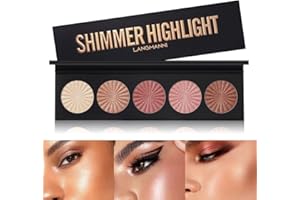 HIROCK Paleta de maquillaje de 5 colores, paleta de resaltado y contorno, polvo de bronce fluorescente, paleta de resaltado