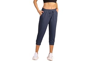 icyzone Pantalon de Sport Femme 3/4 Pantalon de Jogging Capri Pantalon Survêtement Yoga Gym Pantalons avec Poches