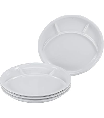 Set 6 Piatti Per Fonduta E Raclette - Porcellana, 24cm, 4 Scomparti, Lavabile In Lavastoviglie - Foto 11