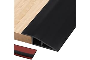 ZAYEJOD Rampa per sedia a rotelle, in gomma PVC, autoadesiva, 2 m, riduttore di soglia, striscia di transizione per soglia del pavimento, modanature per porte, moquette, pavimenti e piastrelle (nero, 2 cm)