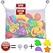 Produktbild Baby Badespielzeug Aufbewahrung - 1x Badewannen Spielzeugnetz + 4x kräftige Saunäpfen + 2x Badeente für Ihr Kleinkind Weiß